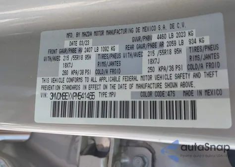 2023 Mazda Cx-30 2.5 Turbo Premium Plus z USA, uszkodzony, nr VIN 3MVDMBEYXPM541465